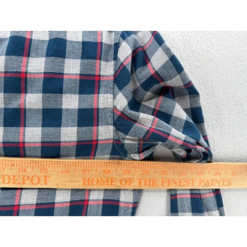 Banana Republic Flannel Shirt Mens Size S Gray Blue Grant‎ Luxe Tartan Heritage